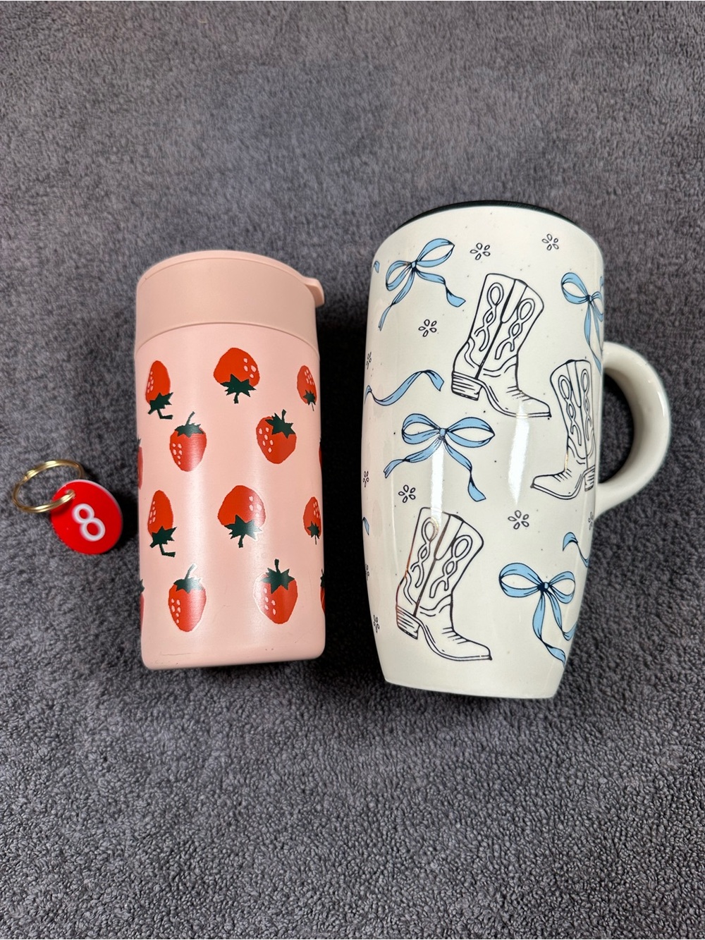 Petal & Pearl Cowgirl Boots Bow Travel Mug + Target Strawberry Tumbler Set